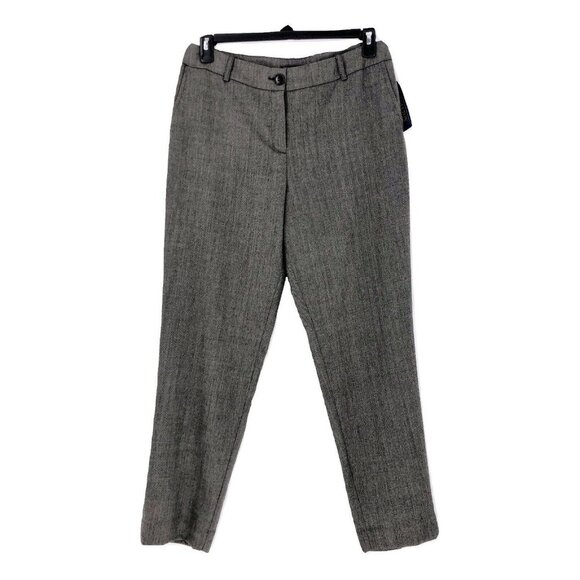 Pendleton Dress Trousers Sz 12 Gray Virgin Wool Herringbone High Waist New - Picture 1 of 4